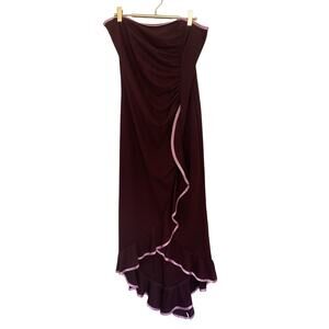 Vintage Windsor Evening Dress Size Large Burgundy Pink Ruffle Made in USA